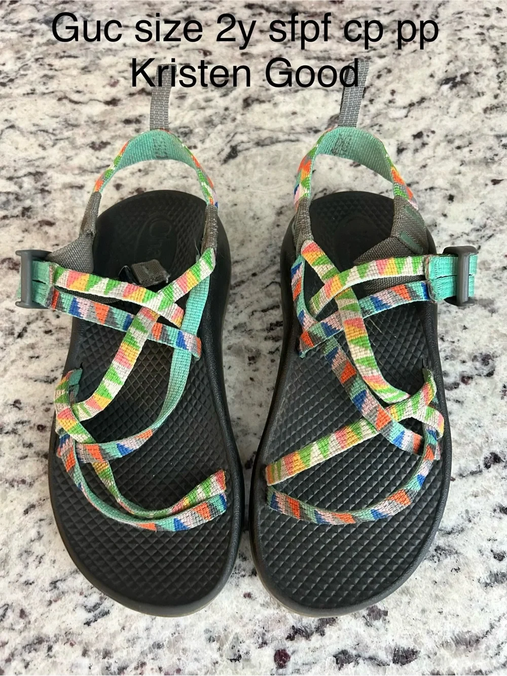 Chaco Kids' Teal Orange Patterned Strappy Sandal